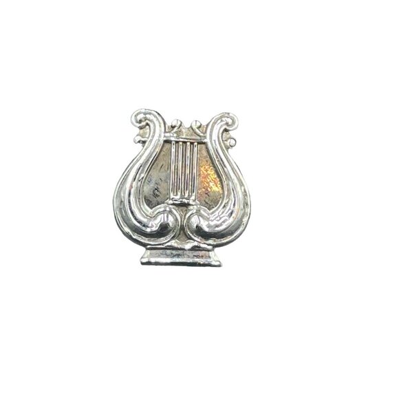 Vintage Collectible Pin CHOIR Lyre Harp Silver Tone Broke 1940s - Picture 1 of 3